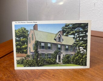 Colorized Linen Concord Massachusetts White Border Post Card