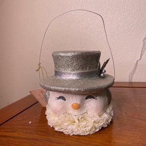 Bethany Lowe Vintage Styled Snowman Christmas Bucket