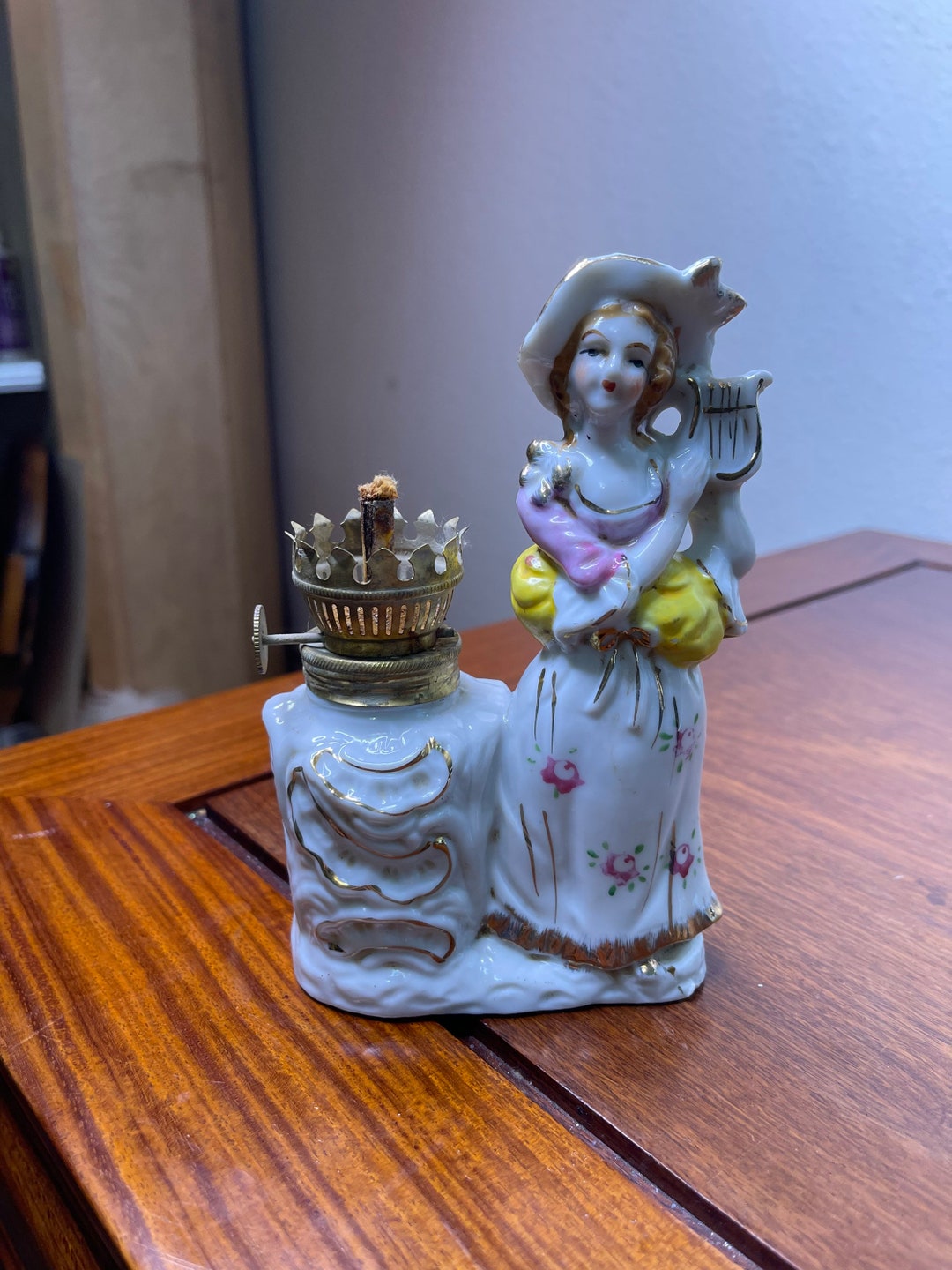 1960s Porcelain Woman Oil Lamp Etsy