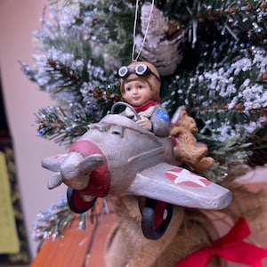 Bethany Lowe Henry Flies in WW2 Plane Fourth of July Figurine
