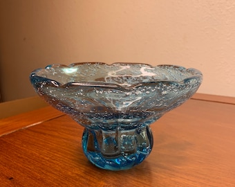 Mid Century Blown Glass Bowl Murano Glass with Controlled Bubbles