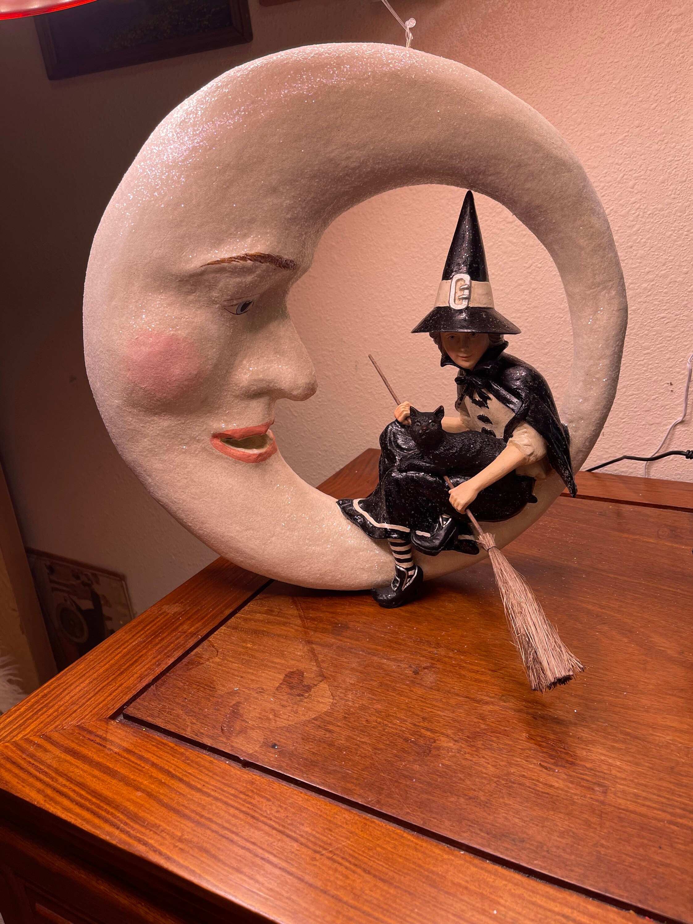 Bethany Lowe Witch on the Moon Wreath Etsy