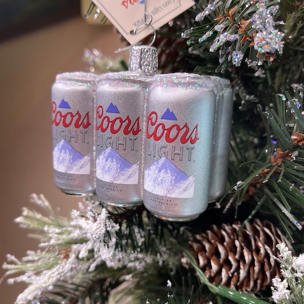 Coors Light 6 Pack Glass Ornament Old World Christmas