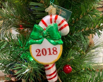 RETIRED Old World Christmas 2018 Candy Cane  Christmas Tree Ornament!