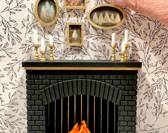 Miniature dollhouse Halloween ghost portraits framed ghost family pictures