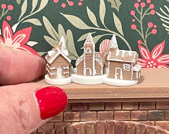 Miniature dollhouse Christmas village or gingerbread village