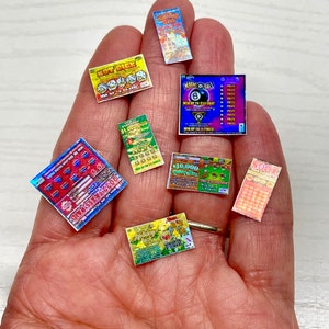 Miniature Dollhouse Lotto Ticket replicas