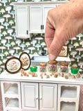 Miniature dollhouse mushroom canister set and framed mushroom canvas prints