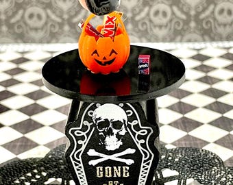 Miniature dollhouse Halloween pumpkin bucket and candy
