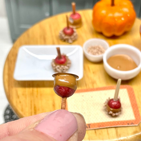 Miniature Caramel Apples for dollhouse