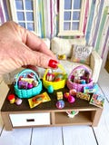 Miniature Dollhouse Easter Basket Fillers: Candy, Slime, Lip Gloss