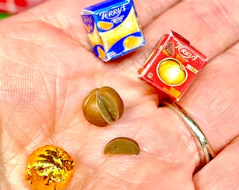 Miniature dollhouse Christmas candy chocolate orange