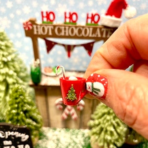 Miniature Christmas cocoa hot chocolate mugs