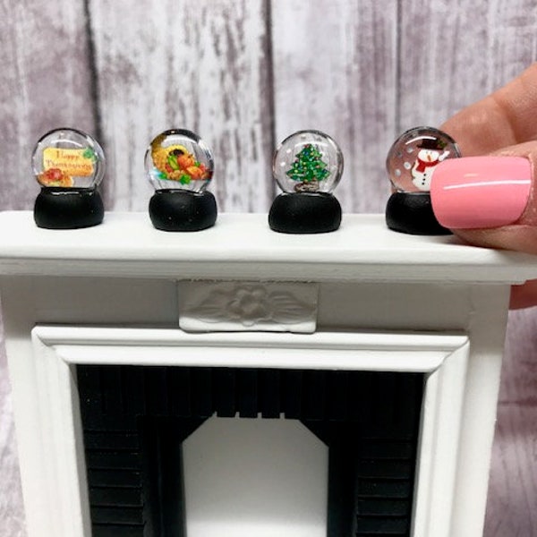 Dollhouse Miniature Holiday snow globe replicas
