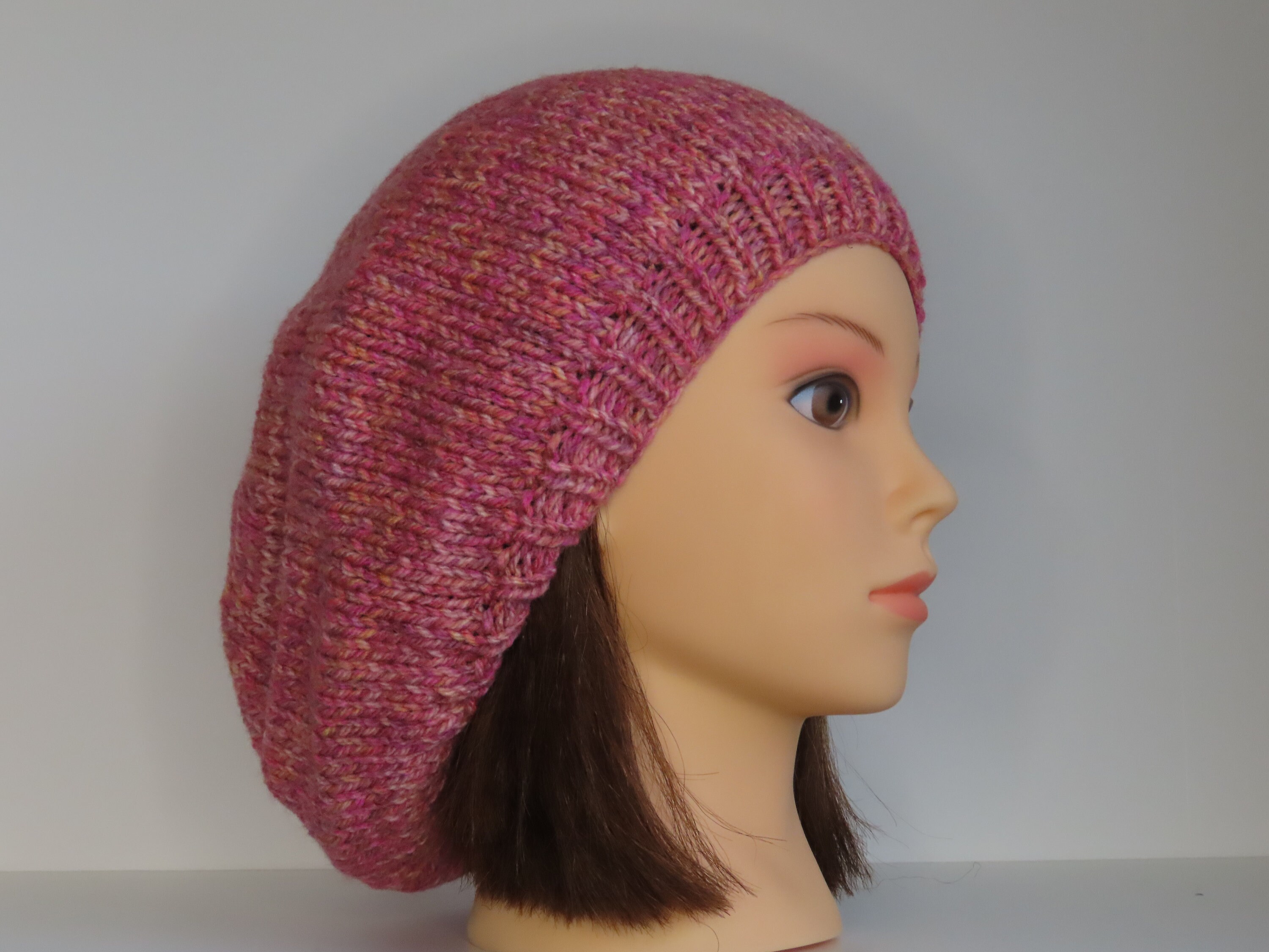 Hand Knitted Slouchy Pink Beret - Etsy display picture 2