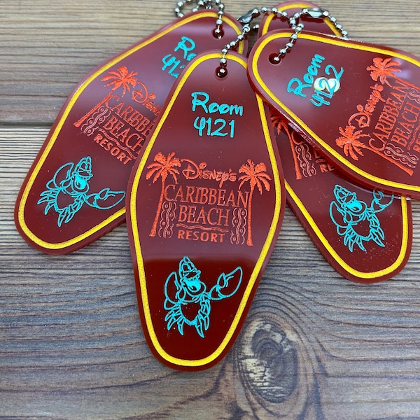 Caribbean Beach Resort Keychain, Vintage Hotel Keychain, Disney Gifts