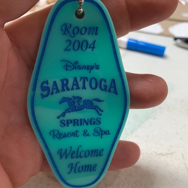 Saratoga Springs Resort Keychain, Vintage Disney Hotel Gifts