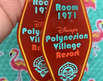 Polynesian Resort Keychain, Vintage Hotel Keychain, Disney Gifts