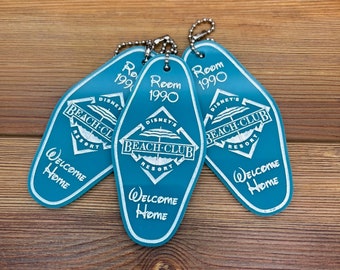 Beach Club Resort Keychain, Vintage Hotel Keychain, Disney Gifts