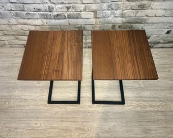Handcrafted Walnut End Table: Minimalist Modern Side Table
