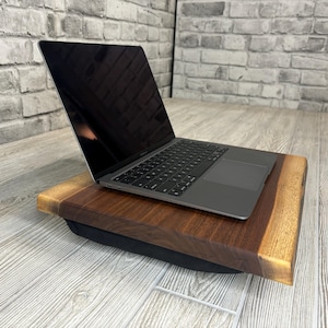 Lap Tray with Cushion, Live Edge Walnut Lap Desk, Bed Tray with Memory Foam, Personalized Wood Laptop Stand Cushioned, TV Tray, Food Tray