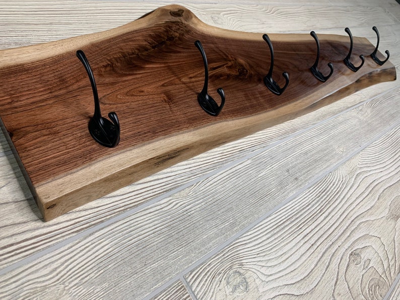 Live Edge Walnut Coat Rack Wall Mount Etsy