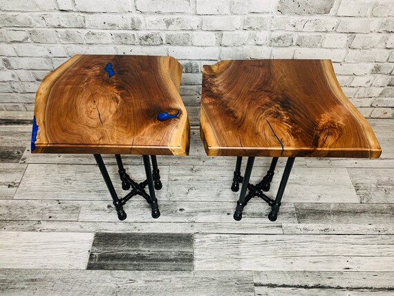 Live Edge Walnut Epoxy End Table nightstand bedside Table Etsy UK
