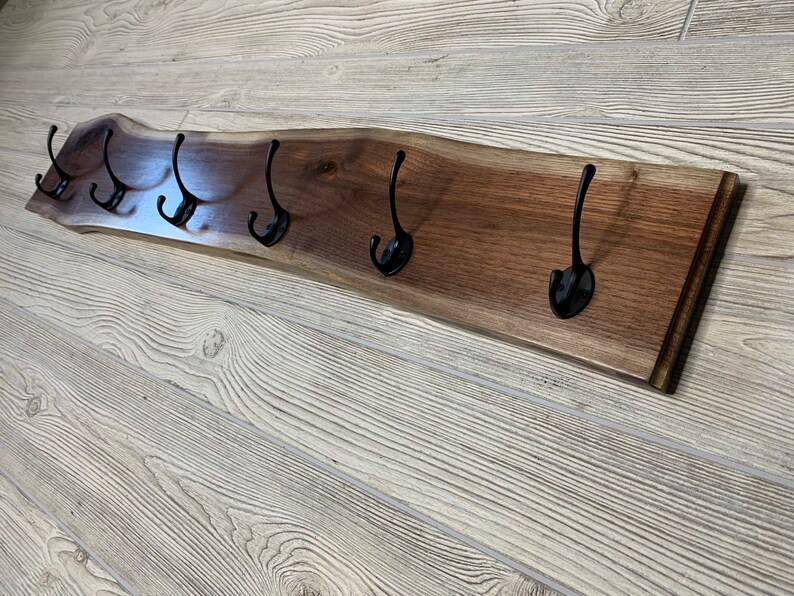 Live Edge Walnut Coat Rack Wall Mount Etsy
