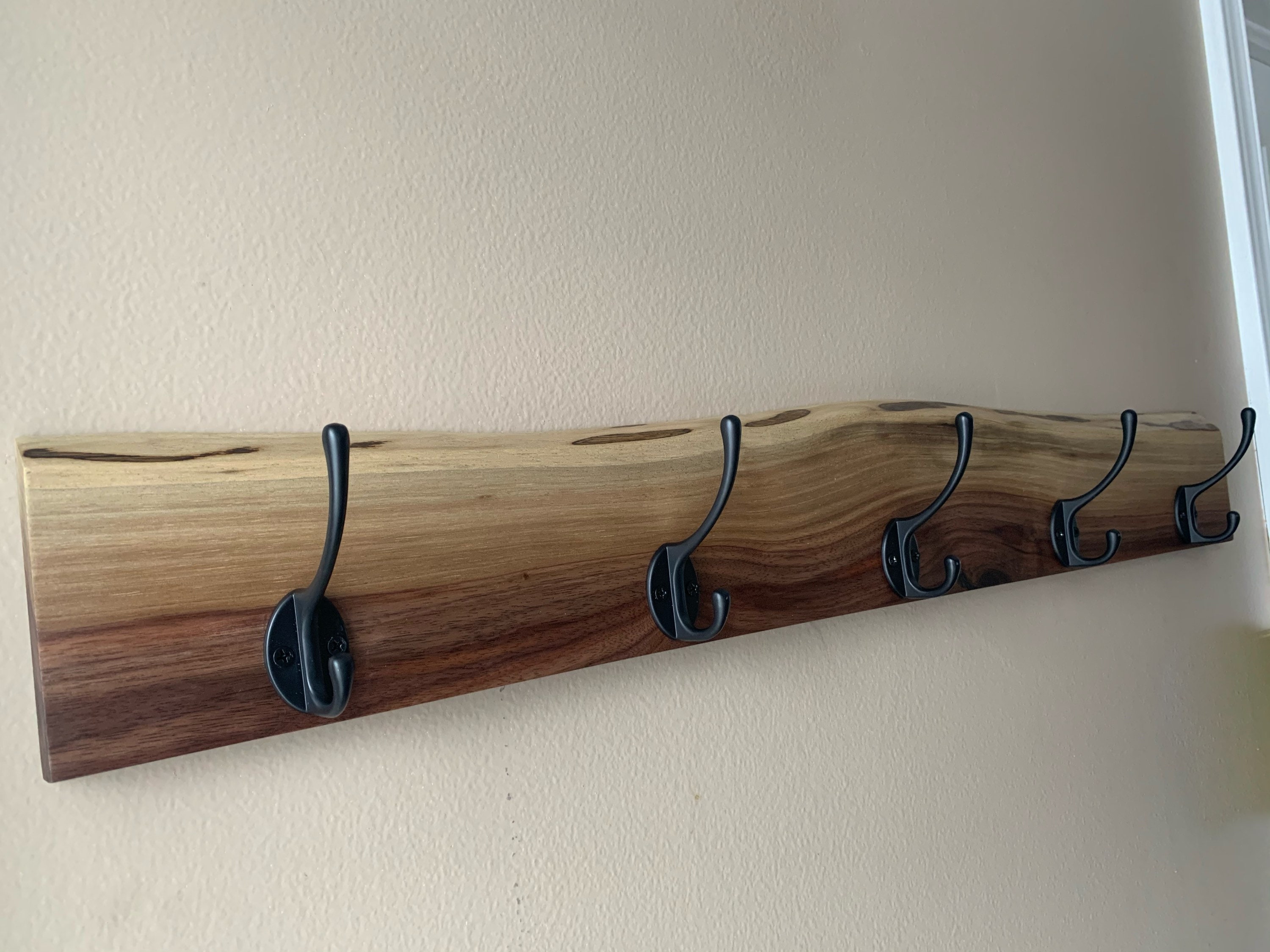 Walnut Live Edge Coat Rack/Towel/Hat/Purse Rack/Hangers/Hooks Etsy