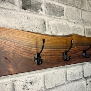 Farmhouse Coat Rack, Walnut Wood Coat Hook, Entryway Decor, Walnut Coat Rack, Modern Minimalist Coat Rack, Entryway Wall Mounted Coat Hooks