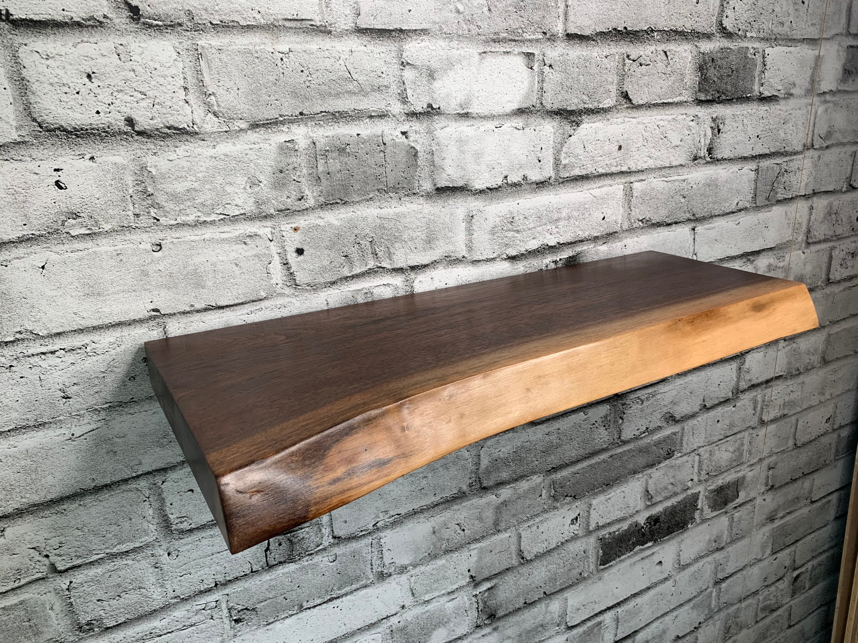 Walnut Floating Shelves In Living Room