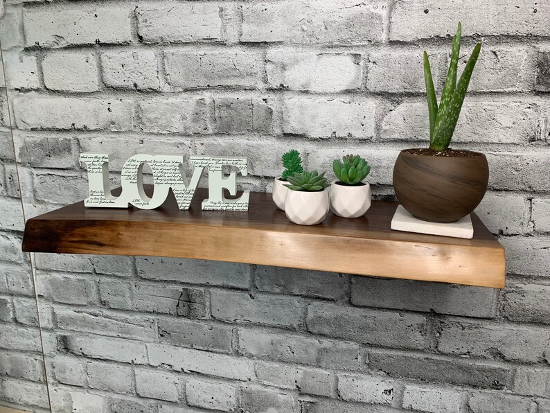Live Edge Walnut Floating Shelf Etsy