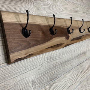 Live Edge English Elm Coat and Hack Rack and Shelf Live Edge English Elm Coat and Hack Rack and Shelf