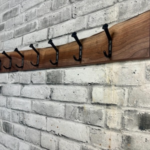 Handcrafted Walnut Coat Rack: Rustic Modern Entryway Organizer