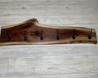 Live Edge Walnut Coat Rack- Wall Mount