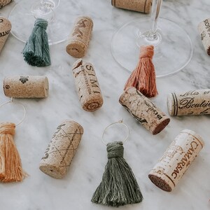 Boho Wine Charms, Set of 4 Wine Charms, Wine Gifts, Wine Glass Markers, Wine Charm Set, Wedding Favor, Bridal Shower Gift, Macrame Wine