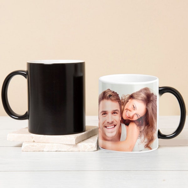 Printable Photo Magic Mugs, Color Change with Temperature,Personalized Picture Print on Cup, Secret Personal Message Gifts, For Family
