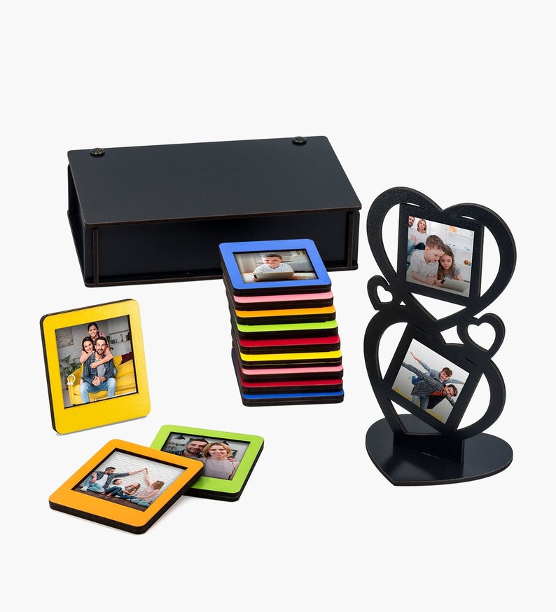 Colorful Family Photo Frames Picture Holder Black Stand Set Etsy