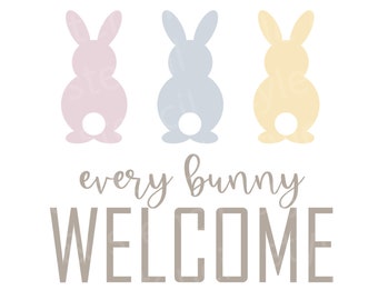 Every Bunny Welcome SVG – Wielkanocny znak, wieniec z króliczkami (pobranie cyfrowe)