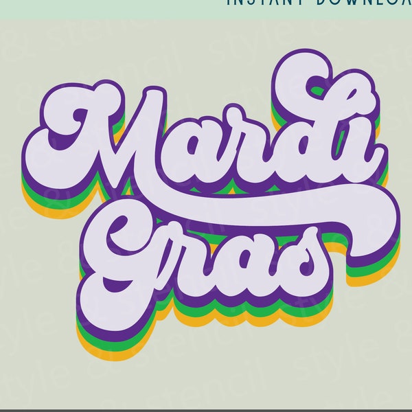 Mardi Gras SVG - Mardi Gras - Mardi Gras Shirt - Mardi Gras PNG - Retro Svg - Retro Font Svg - Mardi Gras Decorations - Mardi Gras Sign