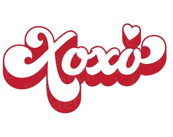 Retro XOXO Valentine SVG – San Valentino PNG, file di taglio d'amore (download digitale)