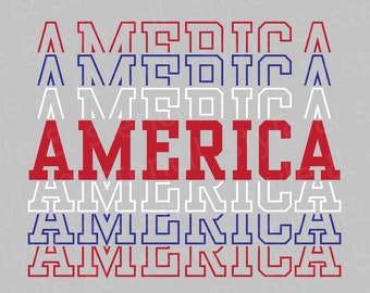 America Stacked Font SVG – Patriotic 4th of July Design (Digital Download)