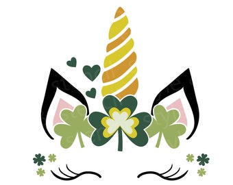 St Patricks Day Einhorn SVG - Kleeblatt Shirt Design (digitaler Download)