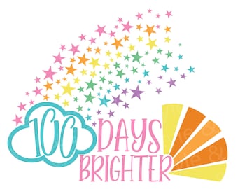 100 Days of School SVG - 100 Days of School - 100th Day of School SVG - 100 Days of School Shirt Girls - Rainbow - 100 Days Brighter - Png