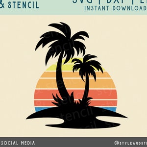 Palm Tree SVG - Summer SVG - Palm Tree Silhouette - Sunset Svg - Summer - Summer Png - Summer Design - Palm Tree  - Sunset Png - Beach Svg