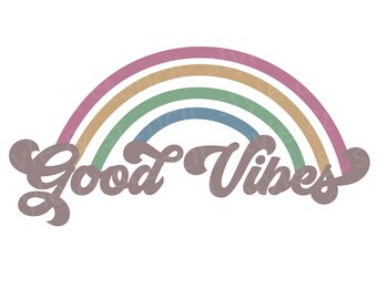 Good Vibes Rainbow SVG – Boho Retro Design (Digital Download)