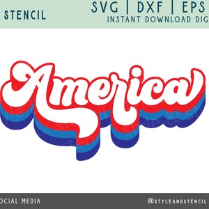 Amérique SVG - Amérique - Drapeau américain SVG - Quatrième juillet SVG - Quatrième juillet Décor - 4 juillet SVG - Chemise du 4 juillet - Drapeau - Rétro