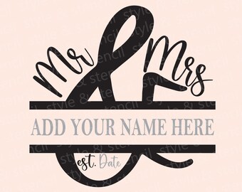 Mr and Mrs Split Monogram SVG – Wedding Sign Cut File (Digital Download)