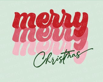 Retro Merry Christmas SVG – Holiday Font Cut File (Digital Download)