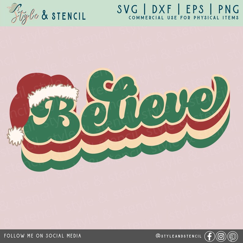 Believe SVG Christmas SVG Retro Christmas SVG Retro Font | Etsy